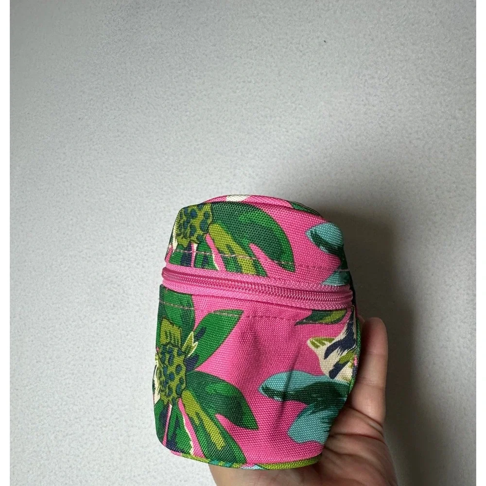 Vera Bradley Medium Cosmetic Bag Pink Tropical Floral Makeup Travel Pouch J26